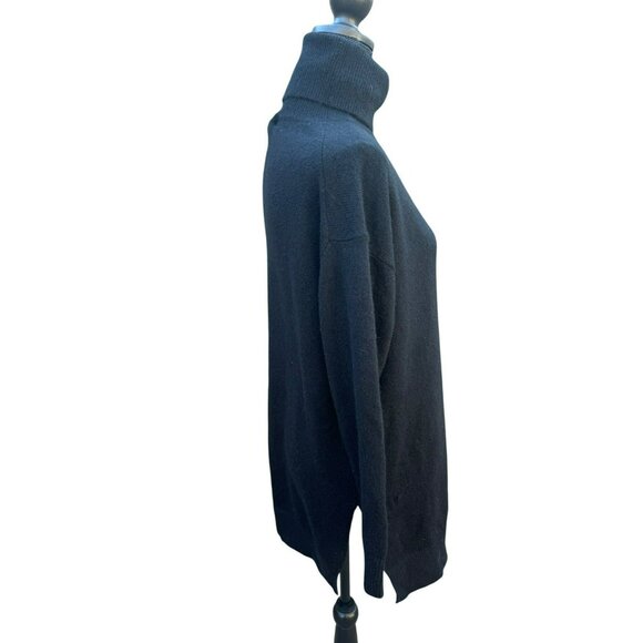 NWT H&M Soft Black Oversized Turtleneck Sweater Tunic Size S Recycled Wool Blend - Picture 3 of 11